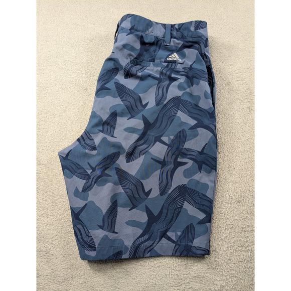 adidas Other - Adidas Golf Shorts Mens 38 Blue Whale Camo Performance Stretch Flat Front 9 Ins